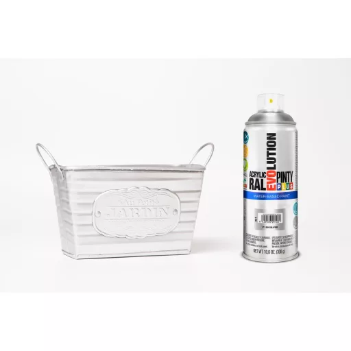Pinty Plus Evolution fényes vizes bázisú akril festék spray Ezüst  400ml P150