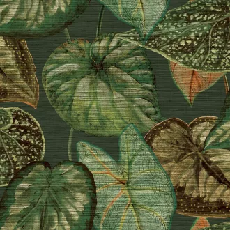Tahiti/Decoprint TA25054 Trópusi leveles mintás zöld színű vlies tapéta  
