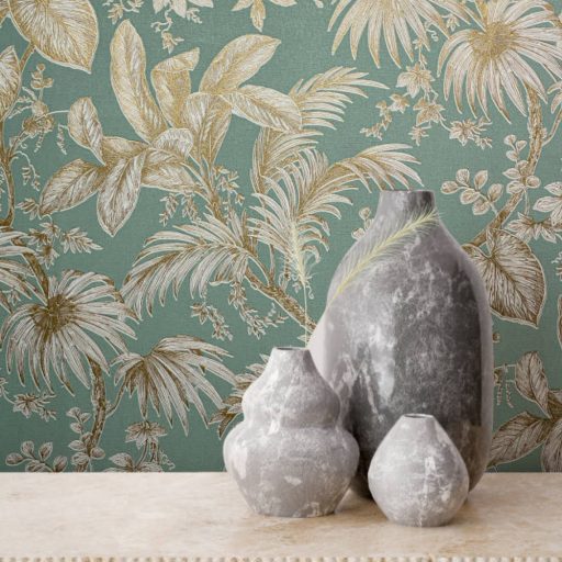 Jackie/Novamur 6818-50 Levélmintás zöld színű vlies tapéta  