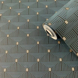 Boutique/Galerie F-PL3005 Geometriai mintás zöld színárnyalatú vlies tapéta  