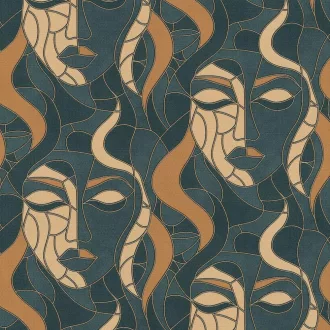 ELLE DECOR 4 / ERISMANN 10458-19 Mozaik  mintás zöld színárnyalatú vlies tapéta 