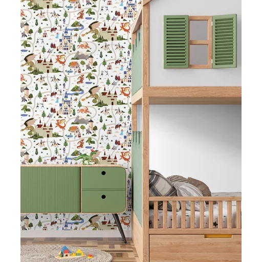 Vármintás színes vlies gyerektapéta Sweet Dreams/UGEPA N06310