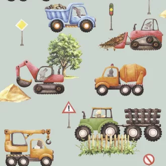 Autós zöld vlies gyerektapéta Sweet Dreams/UGEPA N06909