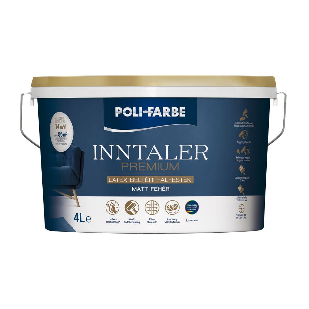 Poli-Farbe Inntaler premium fehér 4 l latex beltéri falfesték
