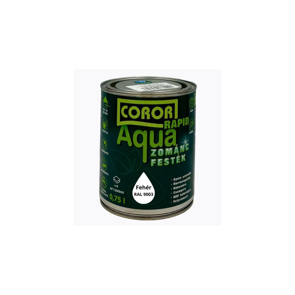 Coror Rapid Aqua VÍZBÁZISÚ Zománcfesték Fehér RAL 9003 0,75l