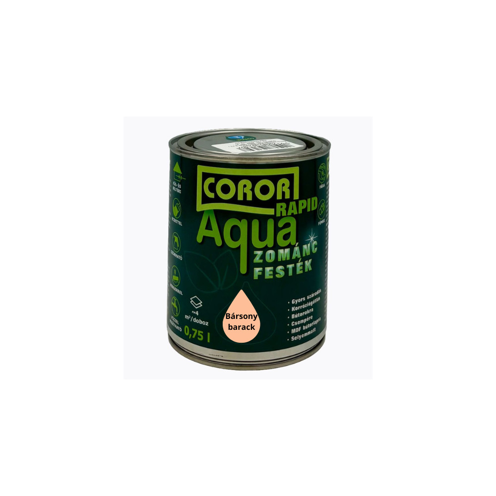 Coror Rapid Aqua VÍZBÁZISÚ Zománcfesték Bársonybarack 0,75l