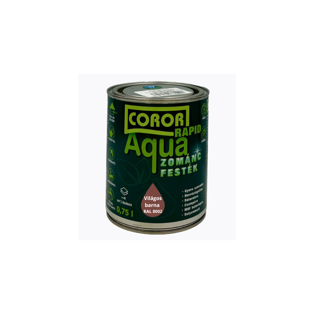 Coror Rapid Aqua VÍZBÁZISÚ Zománcfesték Világosbarna RAL 8002 0,75l