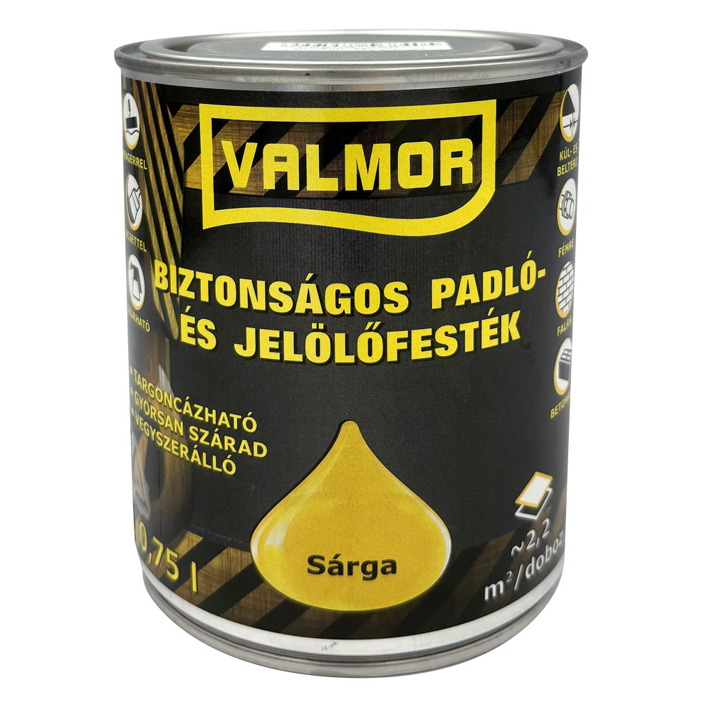 Valmor Biztonságos Padló- és Jelölő festék sárga 0,75 l